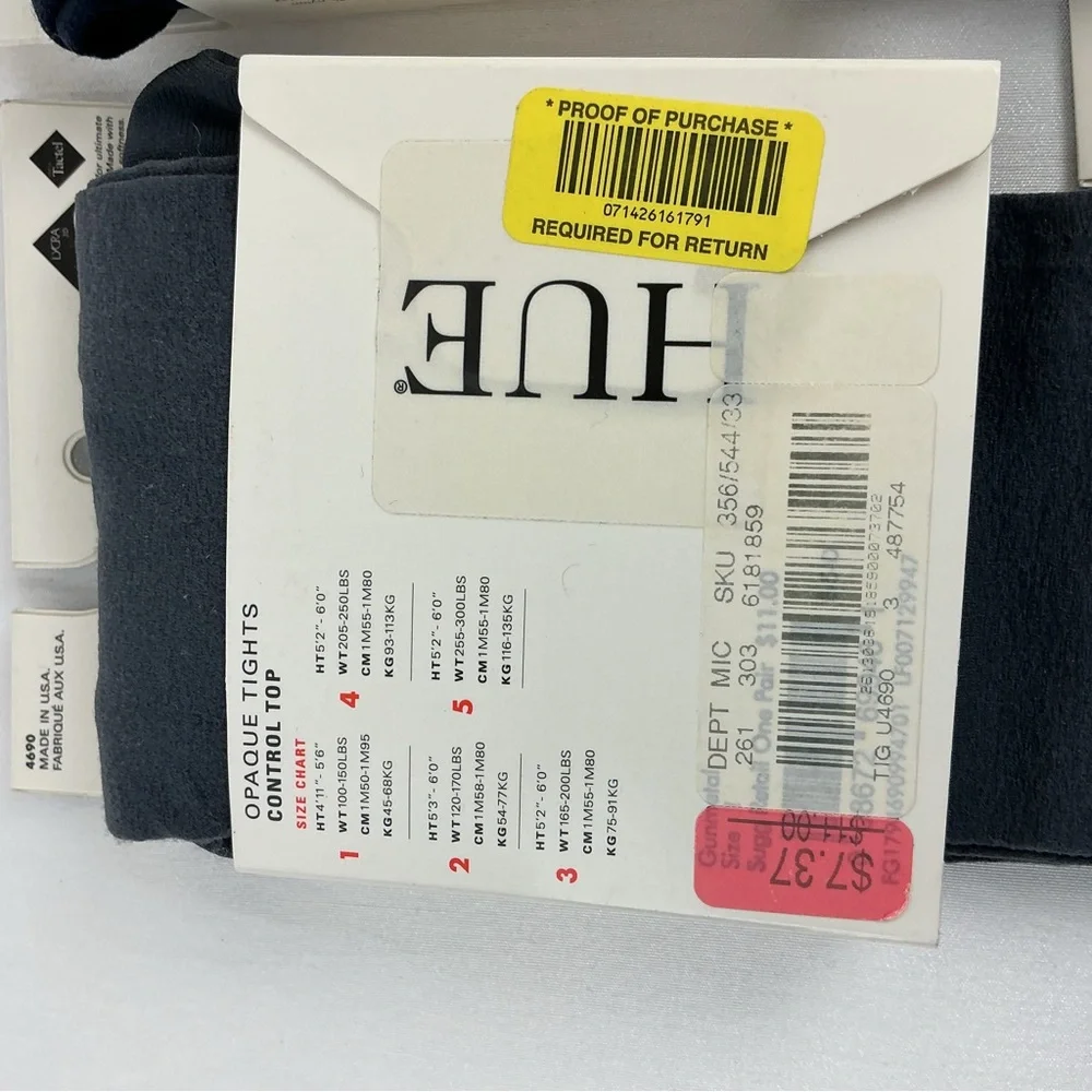 Hue tights lot of 3 black gray navy New